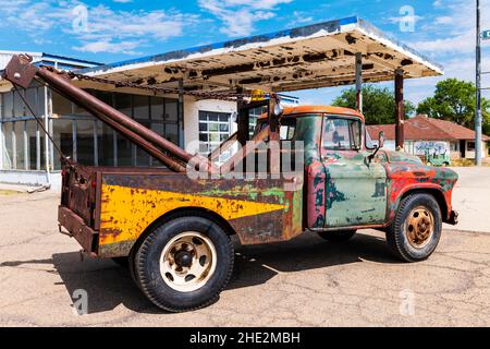 Verrostete antike Chevrolet-Abschleppwagen; Green River; Utah; USA Stockfoto