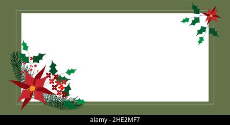 Rohling Rahmen Mit Bunten Blumen Geschmückt Und Blätter Harmonisch Angeordnet. Leerer Posterrand Umgeben Von Mehrfarbigen Blumenstrauß Organisiert Stock Vektor