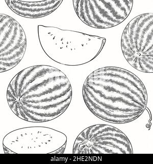 Wassermelone Früchte Vektor-Muster Stock Vektor