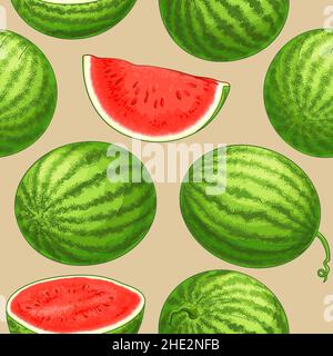 Wassermelone Obst Vektor-Muster Stock Vektor