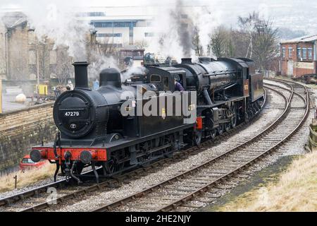 Ein Dampfzug auf der Keighley and Worth Valley Railway Stockfoto