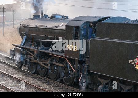 Ein Dampfzug auf der Keighley and Worth Valley Railway Stockfoto