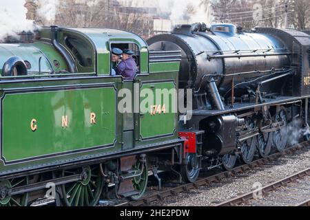 Ein Dampfzug auf der Keighley and Worth Valley Railway Stockfoto