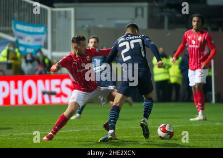 Swindon, Großbritannien. 07th Januar 2022. Swindon, England, 7th. Januar: Joao Cancelo von man City FA Cup 3rd. Swindon Town V Manchester City auf dem Heimstadion des Swindon Town FC. Terry Scott/SPP Quelle: SPP Sport Press Photo. /Alamy Live News Stockfoto