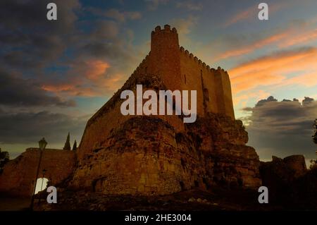 Arabisches und christliches Schloss von Alarcon in Cuenca Stockfoto