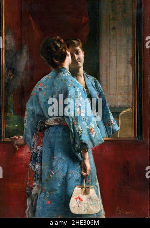 Die japanische Robe des belgischen Künstlers Alfred Stevens (1823-1906), Öl auf Leinwand 1872 Stockfoto