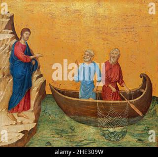 Die Berufung der Apostel Petrus und Andreas von Ducchio di Buoninsegna (c. 1255/1260-1318), Tempera auf Platte, 1308-11 Stockfoto