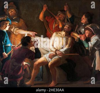 Christus mit Dornen gekrönt von Gerrit van Honthorst (Gerard van Honthorst: 1592-1656), Öl auf Leinwand, c. 1622 Stockfoto