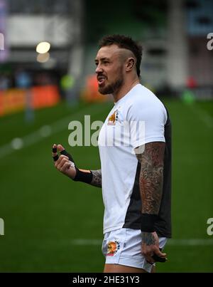 Twickenham, Großbritannien. 08th Januar 2022. Premiership Rugby. Harlekine V Exeter Chiefs. Der Stoop. Twickenham. Jack Nowell (Exeter Chiefs) beim Aufwärmen. Kredit: Sport In Bildern/Alamy Live Nachrichten Stockfoto