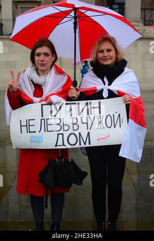 London, Großbritannien. Januar 8th 2022, London, Großbritannien. Solidarität mit Kasachstan. Wir wollen Veränderung und Gleichheit. Nein zur imperialistischen Intervention! Kredit: Picture Capital/Alamy Live Nachrichten Stockfoto