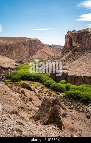 Pinturas River Canyon in der Provinz Santa Cruz, Argentinisches Patagonien, Südamerika. Stockfoto