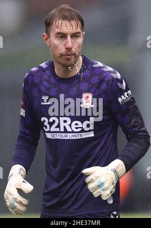 Mansfield, Großbritannien. 8th Januar 2022. Joe Lumley aus Middlesbrough während des Emirates FA Cup-Spiels im One Call Stadium, Mansfield. Bildnachweis sollte lauten: Darren Staples/Sportimage Credit: Sportimage/Alamy Live News Stockfoto