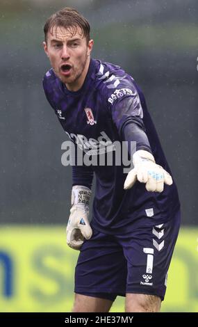 Mansfield, Großbritannien. 8th Januar 2022. Joe Lumley aus Middlesbrough während des Emirates FA Cup-Spiels im One Call Stadium, Mansfield. Bildnachweis sollte lauten: Darren Staples/Sportimage Credit: Sportimage/Alamy Live News Stockfoto