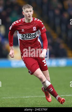 Mansfield, Großbritannien. 8th Januar 2022. Josh Coburn aus Middlesbrough während des Emirates FA Cup-Spiels im One Call Stadium, Mansfield. Bildnachweis sollte lauten: Darren Staples/Sportimage Credit: Sportimage/Alamy Live News Stockfoto