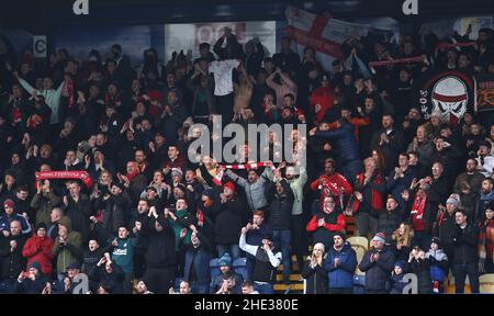 Mansfield, Großbritannien. 8th Januar 2022. Middlesbrough-Fans während des Emirates FA Cup-Spiels im One Call Stadium, Mansfield. Bildnachweis sollte lauten: Darren Staples/Sportimage Credit: Sportimage/Alamy Live News Stockfoto