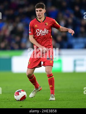 Leicester, Großbritannien. 08th Januar 2022. James Morris #42 of Watford in Leicester, Vereinigtes Königreich am 1/8/2022. (Foto von Ashley Crowden/News Images/Sipa USA) Quelle: SIPA USA/Alamy Live News Stockfoto