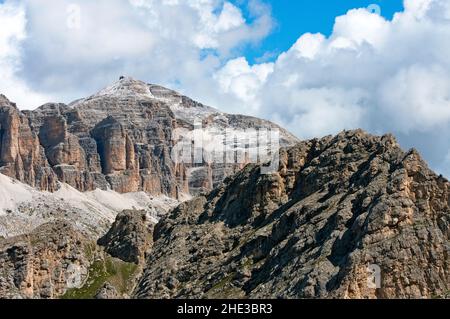 Piz Boe (3152 m), der höchste Gipfel der Sellagruppe, Dolomiten, Trentino-Südtirol, Italien Stockfoto