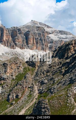 Piz Boe (3152 m), der höchste Gipfel der Sellagruppe, Dolomiten, Trentino-Südtirol, Italien Stockfoto