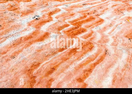 Rot-weißes Zickzackmuster in Bettgestein im White Pocket Area Vermilion Cliffs National Monument, Arizona Stockfoto