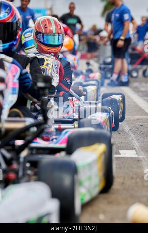 Homestead, FL, USA. 8th. Januar 2022. Kart-Fahrer während seiner 2022 Super Karting USA (SKUSA) Winter Series, Credit: Yaroslav Sabitov/YES Market Media/Alamy Live News Stockfoto