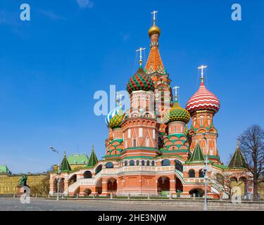 Kathedrale von Wassilij dem Seligen auf dem Roten Platz in Moskau, Russland Stockfoto