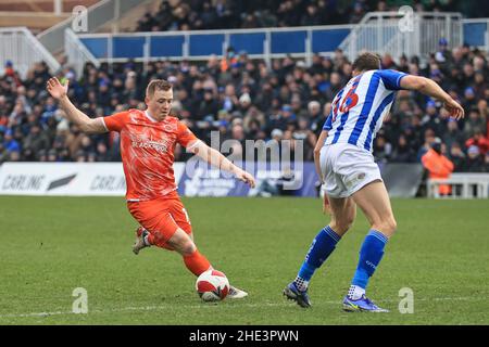 Hartlepool, Großbritannien. 08th Januar 2022. Shayne Lavery #19 von Blackpool mit dem Ball in Hartlepool, Vereinigtes Königreich am 1/8/2022. (Foto von Mark Cosgrove/News Images/Sipa USA) Quelle: SIPA USA/Alamy Live News Stockfoto