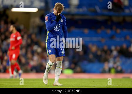 London, Großbritannien. 8th. Januar 2022: Stamford Bridge, Chelsea, London, England: FA Cup 3rd Round Football, Chelsea gegen Chesterfield: Timo Werner von Chelsea Credit: Action Plus Sports Images/Alamy Live News Stockfoto