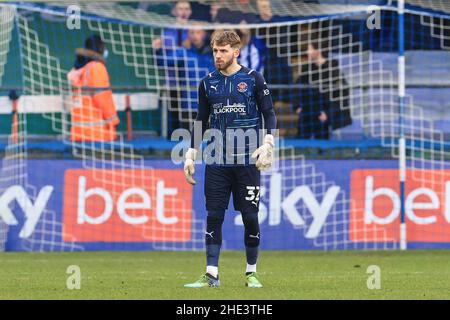 Hartlepool, Großbritannien. 08th Januar 2022. Daniel Grimshaw #32 von Blackpool während des Spiels in Hartlepool, Großbritannien am 1/8/2022. (Foto von Mark Cosgrove/News Images/Sipa USA) Quelle: SIPA USA/Alamy Live News Stockfoto