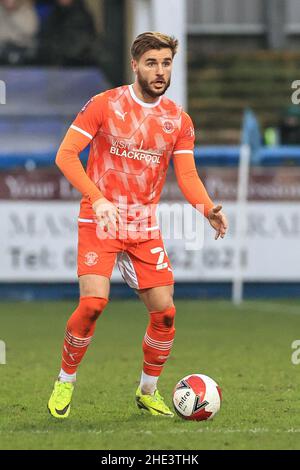 Hartlepool, Großbritannien. 08th Januar 2022. Luke Garbutt #29 von Blackpool während des Spiels in Hartlepool, Großbritannien am 1/8/2022. (Foto von Mark Cosgrove/News Images/Sipa USA) Quelle: SIPA USA/Alamy Live News Stockfoto