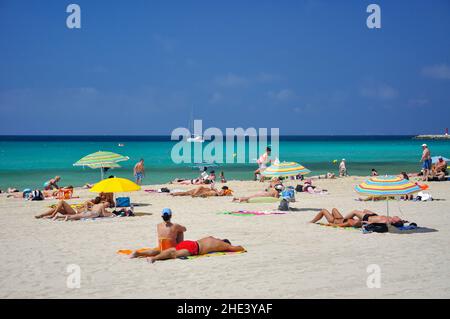 Blick auf den Strand, Can Pastilla, Gemeinde Palma, Mallorca (Mallorca), Balearen, Spanien Stockfoto