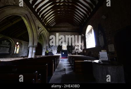 Eine wunderschöne normannische Kirche, im Herzen der Gemeinde von Many Dewchurch Stockfoto