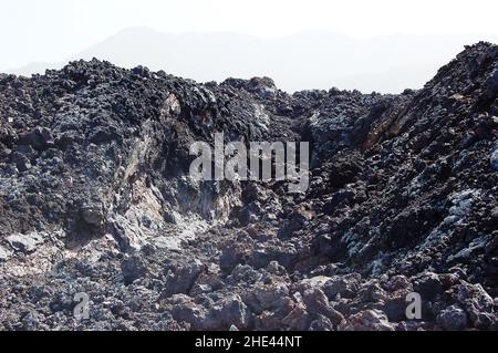 Erstarrte Lava in der Nähe des Vulkankrater Teneguia auf La Palma, Kanarische Inseln, Spanien. Stockfoto