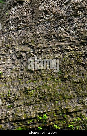 Naturstein Wand Textur. Grungy Outdoor Natur Hintergrund Stockfoto