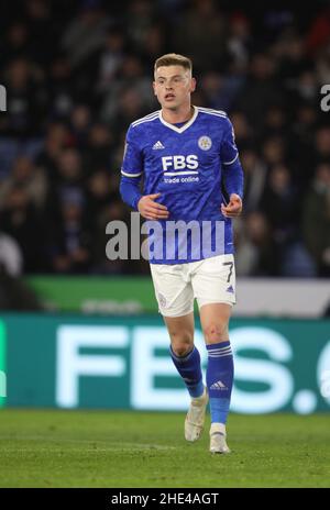 Leicester, Großbritannien. 08th Januar 2022. Harvey Barnes (LC) beim Round Match des Leicester City gegen Watford Emirates FA Cup 3rd im King Power Stadium, Leicester, Großbritannien, am 8. Januar 2022 Credit: Paul Marriott/Alamy Live News Stockfoto