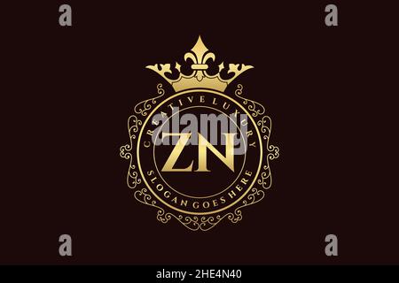 ZN Initial Letter Luxus kalligraphisch feminin floral handgezeichnet heraldischen Monogramm antiken Vintage-Stil Luxus-Logo-Design Premium Stock Vektor