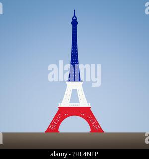 Eine Illustration des Eiffelturms Paris in Nationalfarben Symbol Stockfoto