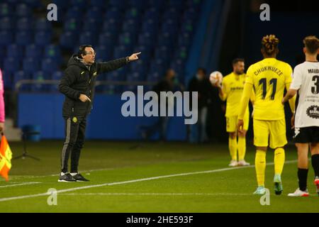 Unay Emery (Trainer) während des Fußballspiels des Spanischen Königspokals zwischen Victoria CF und Villarreal im Riazor Stadium Stockfoto