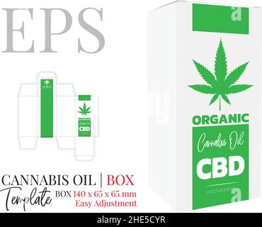 Design der Cannabisöl-Abdeckung, Illustration isoliert auf weißem Hintergrund, Vektor. Logo-Design, Verpackungsdesign Stock Vektor