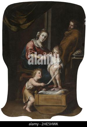 Sagrada Familia con San Juan Niño. Obra Anónima del siglo XVIII Stockfoto
