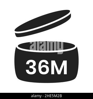 36m Zeitraum nach dem Öffnen pao Symbol Zeichen flach Stil Design Vektor Illustration. Stock Vektor