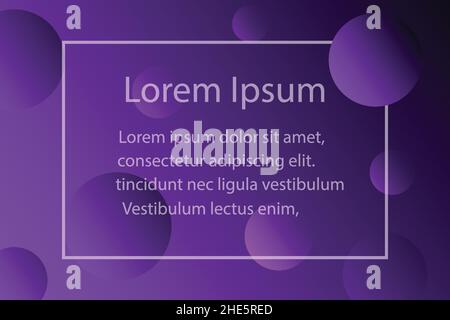 Violetter, dunkler abstrakter Hintergrund mit Kreis- und Kopierbereich für Text-Vektor-Illustrationen. Stock Vektor