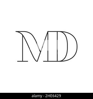 MD-Logo-Design-Vektor auf weißem Hintergrund. Stock Vektor