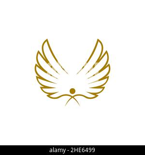 Abstraktes Flügel Menschen Luxus Logo Design Konzept. Stock Vektor