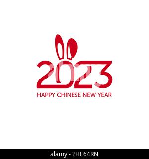 chinesisches Neujahrslogo 2023. Abstrakte Hasenvektorillustration. Stock Vektor