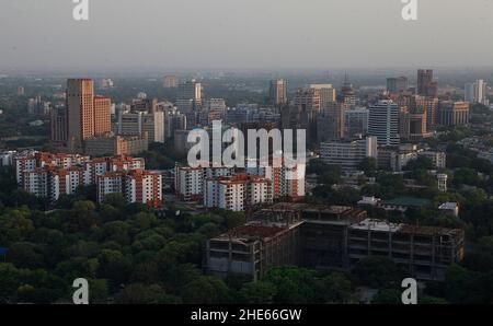 Eine Luftaufnahme der indischen Hauptstadt, Neu-Delhi. Stockfoto