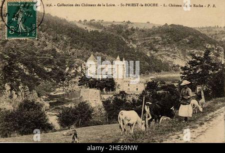 Saint-Priest-la-Roche-Chateau-hier. Stockfoto