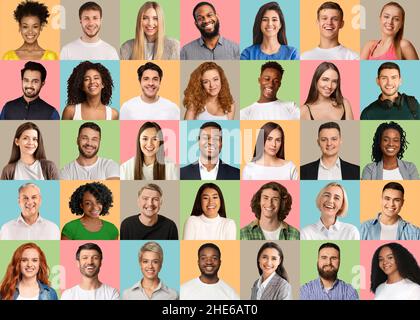 Set von Bildern von Menschen aus dem Bereich der Millennials, Senioren und mittleren Alters aus aller Welt Stockfoto