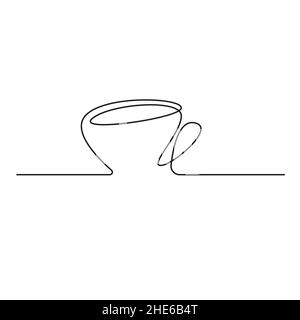 Eine Tasse Kaffee oder eine Tasse Tee auf weißem Hintergrund. Eine kontinuierliche Linie Zeichnung Vektor Illustration minimalistisches Design. Doodle. Stock Vektor