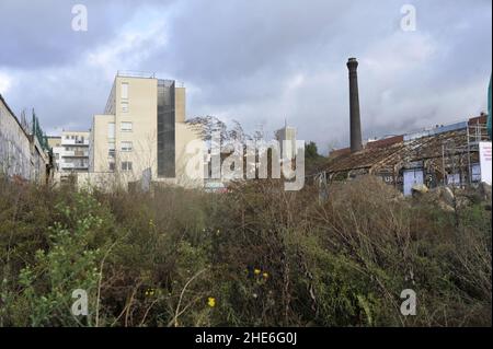 FRANKREICH. SEINE-SAINT-DENIS (93) MONTREUIL. INDUSTRIELLE BRACHLAND ALTEN GIPSFABRIK Stockfoto