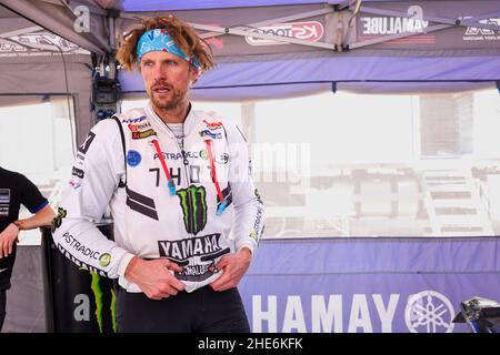 Al Dawadimi, Saudi-Arabien. 09th Januar 2022. Van Beveren Adrien (Fra), Monster Energy Yamaha Rally Team, Yamaha WR450F, Moto, Portrait während der Etappe 7 der Rallye Dakar 2022 zwischen Riad und Al Dawadimi, am 9th 2022. Januar in Al Dawadimi, Saudi-Arabien - Foto Julien Delfosse/DPPI Credit: DPPI Media/Alamy Live News Stockfoto